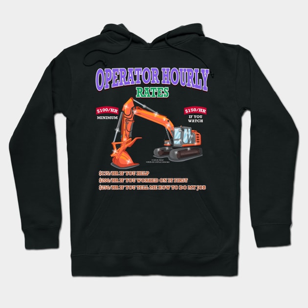 Operator Hourly Rate Excavator Construction Novelty Gift Hoodie by Airbrush World